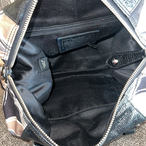 Coach Ashley Silk Handbag Brown Black Tan Patterned - Picture 11 of 11